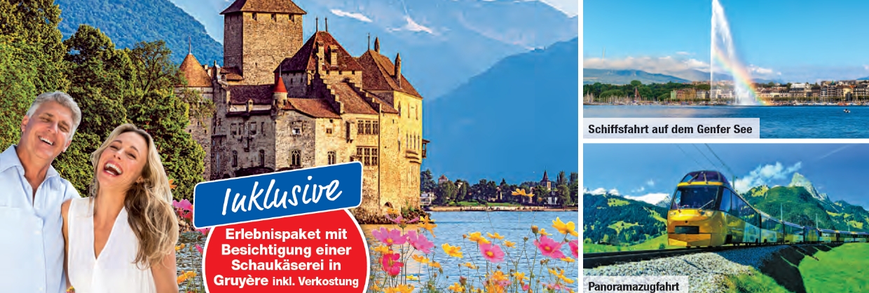 Busreise Trendtours Blick auf altes Schloss Chillon am Genfer See