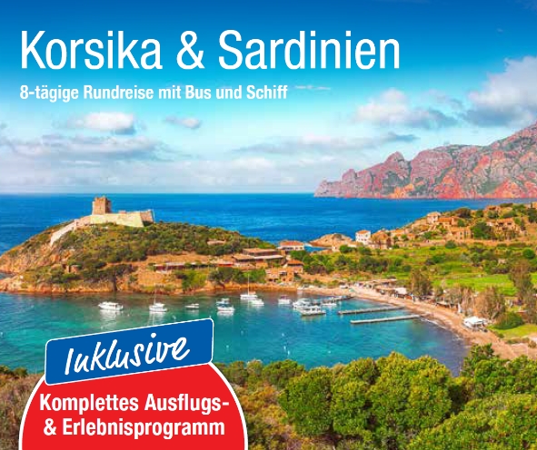 Korsika und Sardinien trendtours Busreise Badebucht Meer Küste Felsen