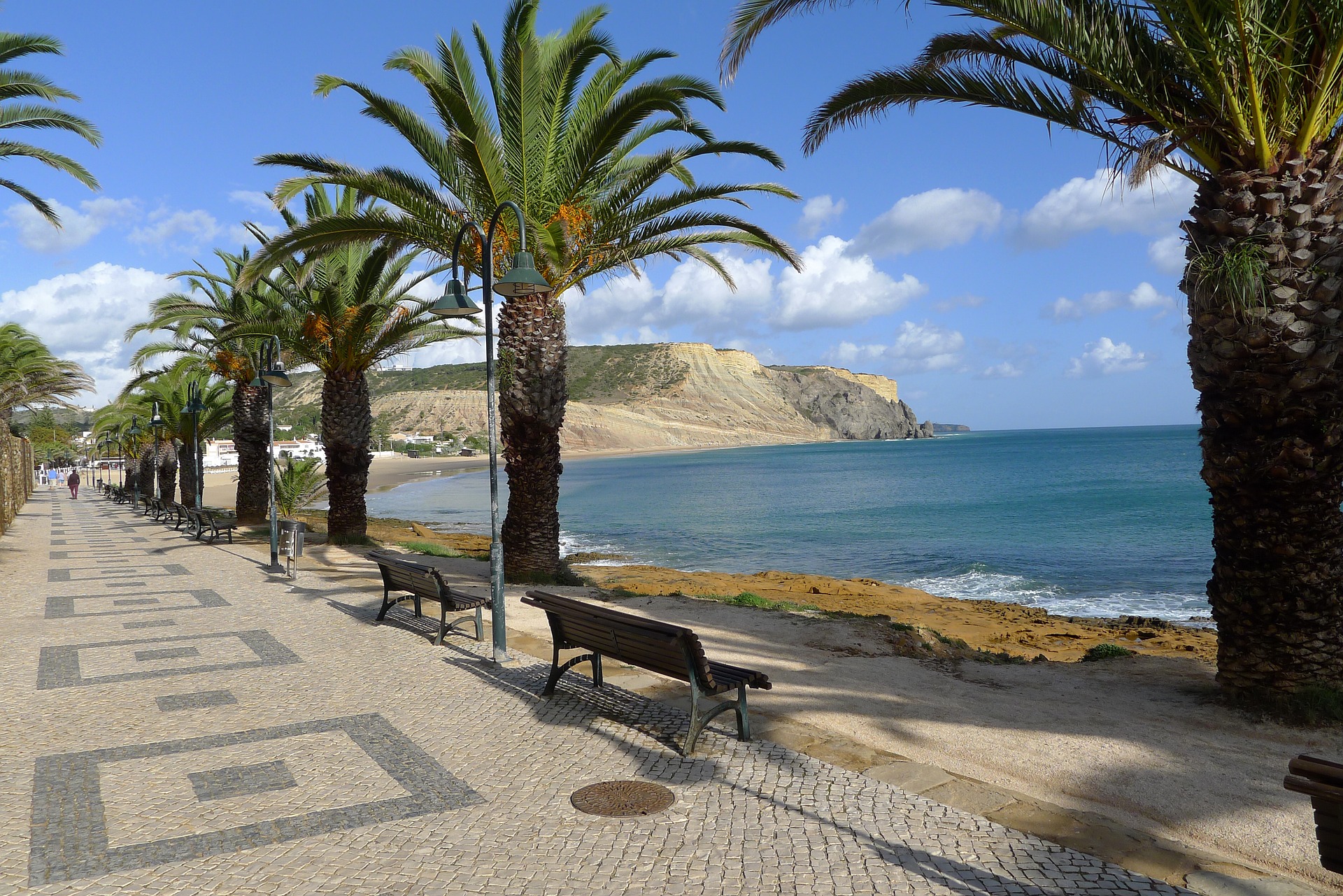 Portugal Strandpromenade Palmen Meer