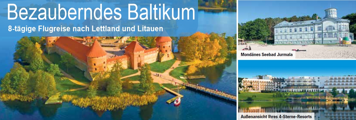 trendtours prospekt Baltikum Burg Roter Ziegel auf Wasserinsel
