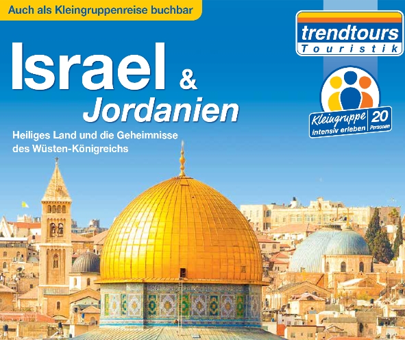 Israel Jordanien trendtours Reise Prospekt Himmel Stadt Häuser