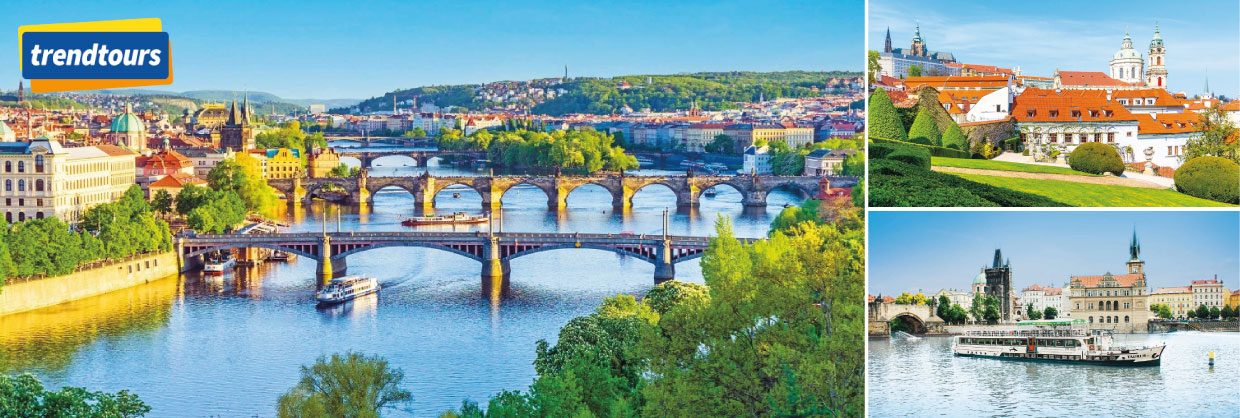 trendtours Prag Fluss Brücke Alte Häuser