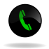 Button schwarzer Kreis mit grünem Telefonhörer für Anruf